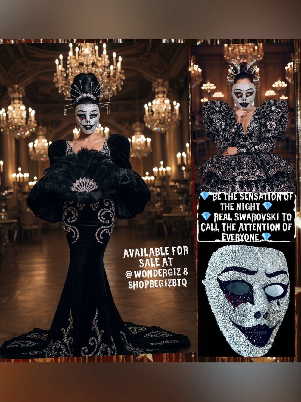 🆕Rhinestone Bedazzled Masquerade Bling Face Mask For Halloween,Mardi Grass &More